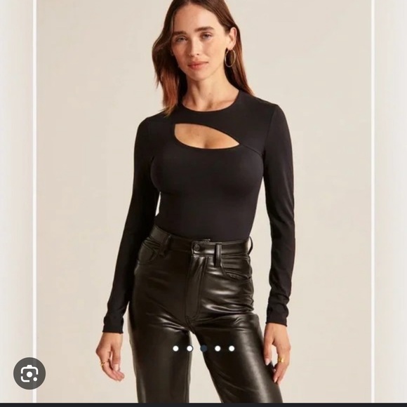 Abercrombie Women's Long-Sleeve Cutout Crew Bodysuit - Picture 1 of 14